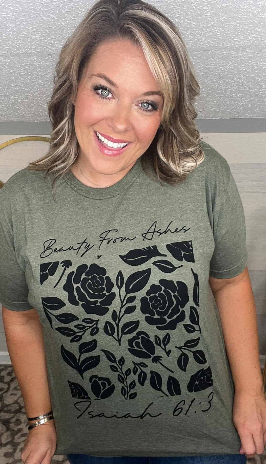 BEAUTY FROM ASHES OLIVE FAITH GRAPHIC TEE