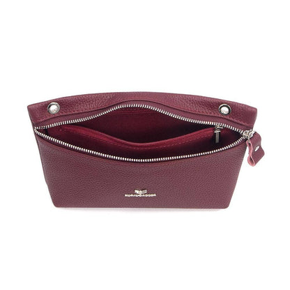 Genuine Leather RFID Crossbody Wallet: WineRed
