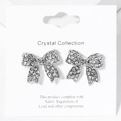 Crystal Rhinestone Pave Bow Stud Earrings
: Topaz