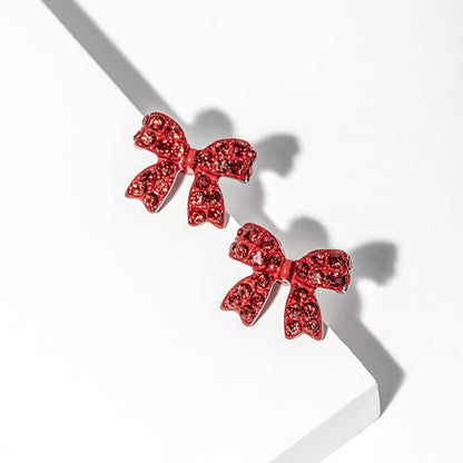Crystal Rhinestone Bow Stud Earrings: Jet Black