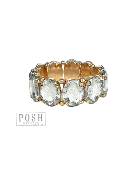 Oval rhinestone bracelet: Clear