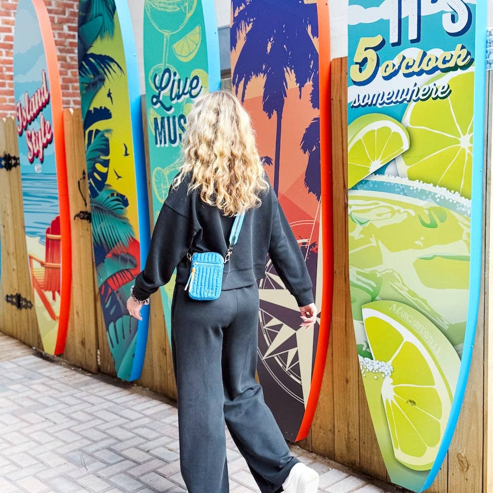 Starlette Quilted Crossbody Bag: Blue