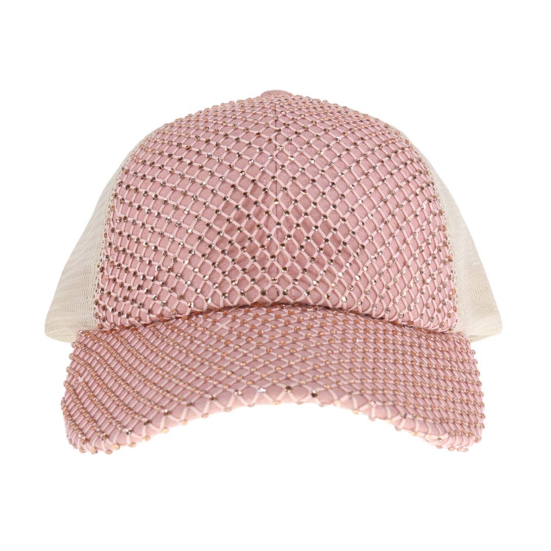 Rhinestone Adorned C.C Ball Cap BAB8040: Clear