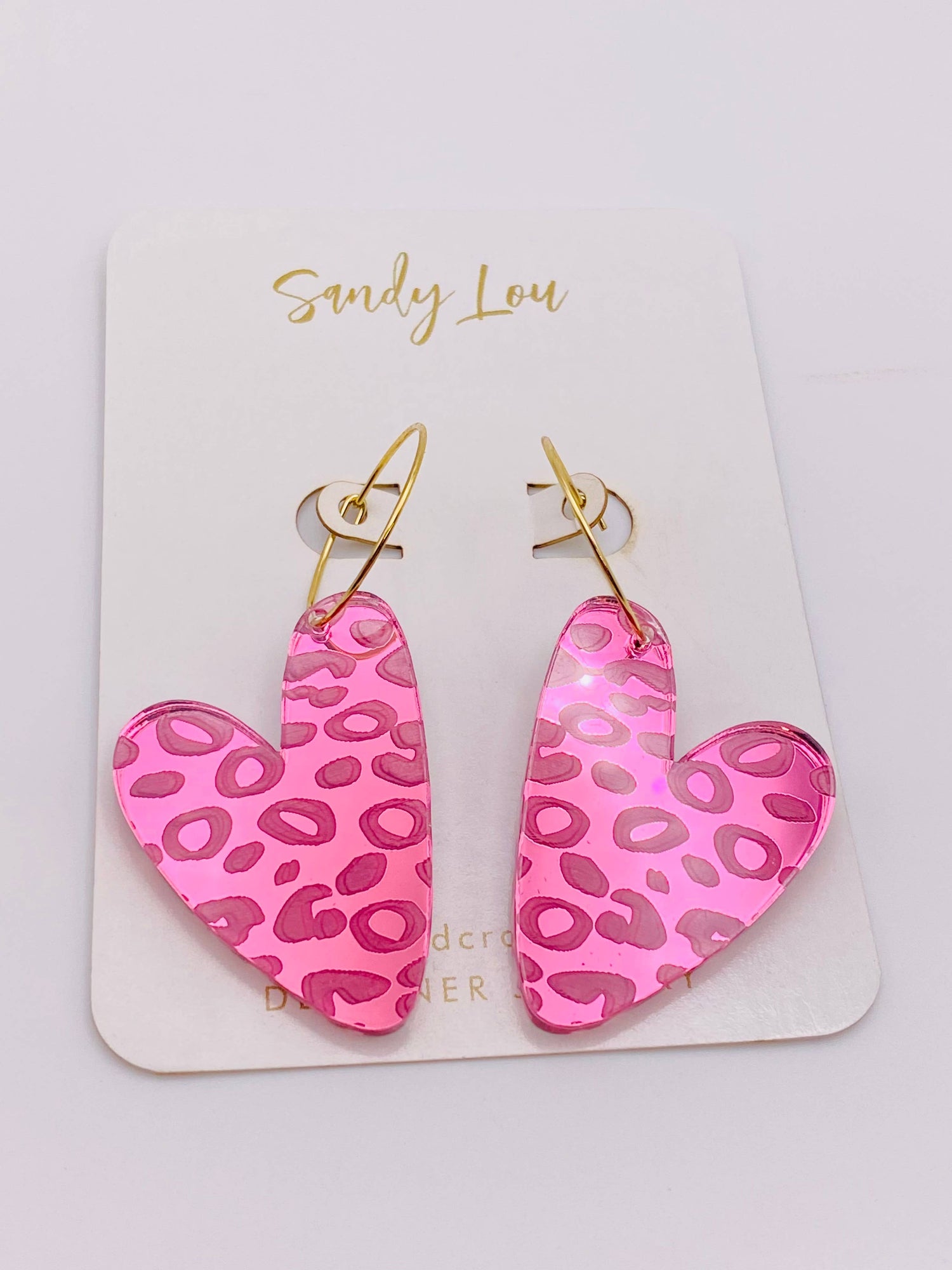 VALENTINE LEOPARD SWEET HEART HOOP PINK EARRINGS   