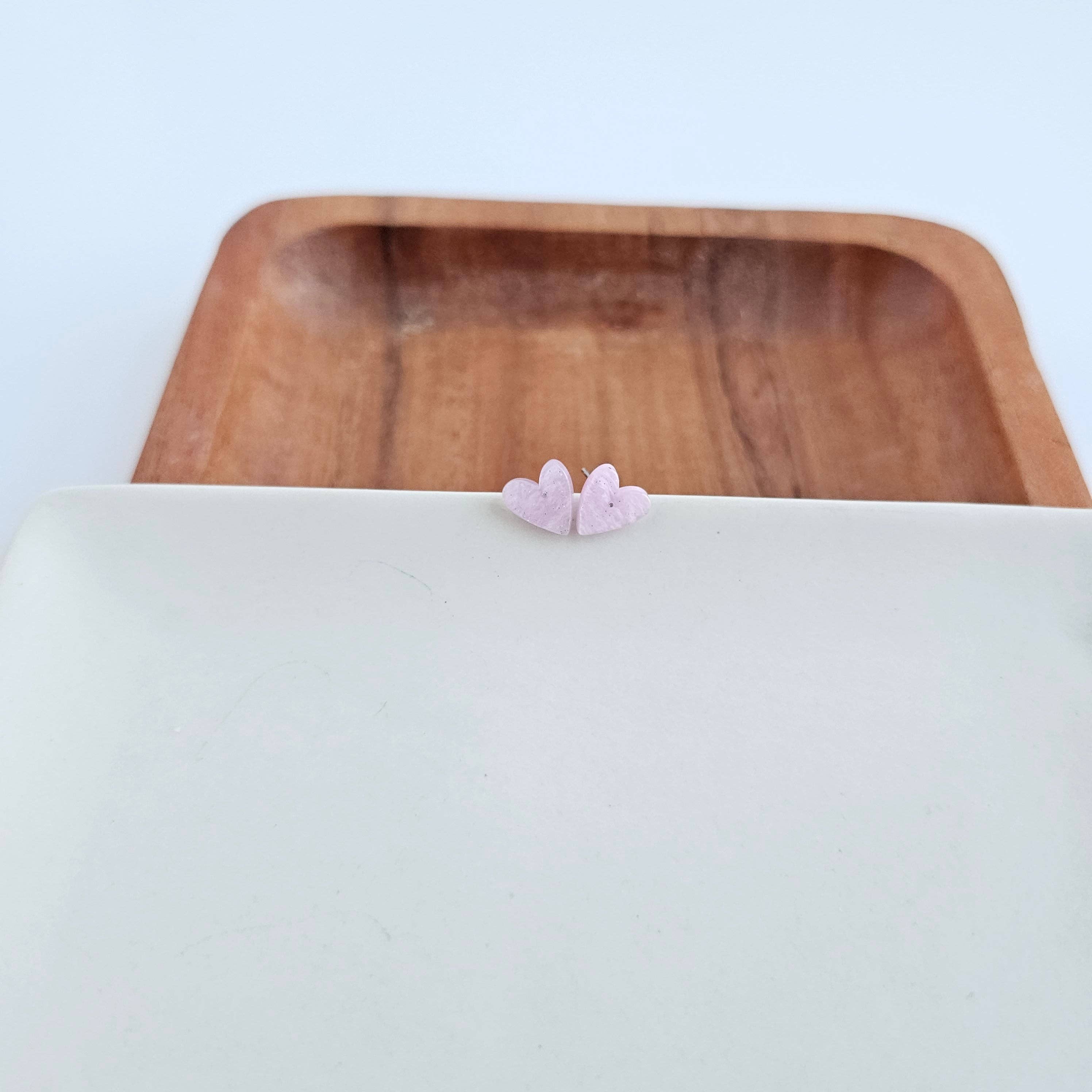 Hand Drawn Heart Studs - Lavender Purple // Jewelry, Earrings, Valentine