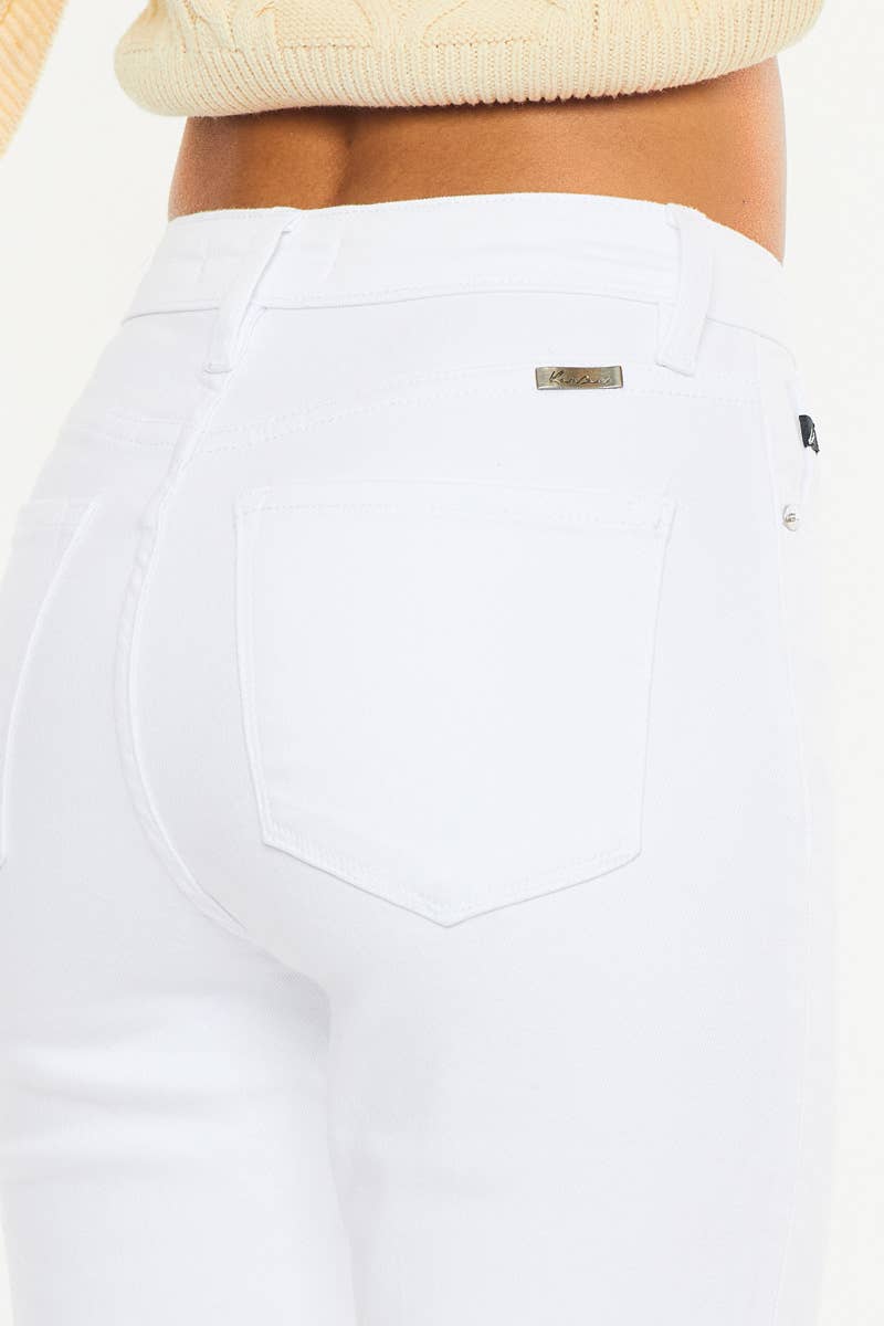 OPEN PACK HIGH RISE SLIM STRAIGHT JEANS-KC11252WT: WHITE / 9/28