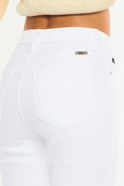 OPEN PACK HIGH RISE SLIM STRAIGHT JEANS-KC11252WT: WHITE / 7/27