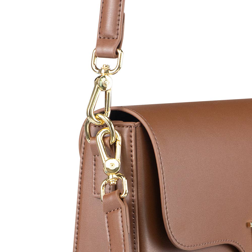 Real Leather Crossbody Box Bag: Brown