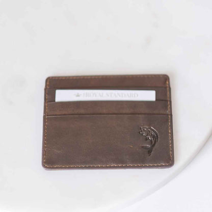 Fish Leather Embossed Slim Wallet   Dark Brown   3.5x4