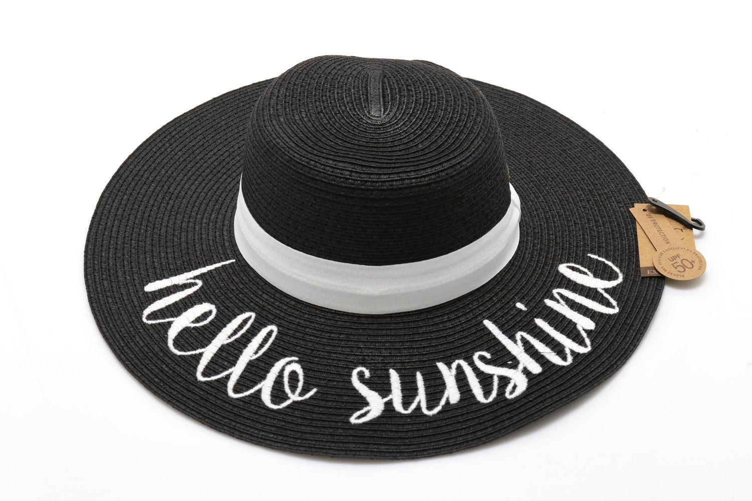 Hello Sunshine Sun Hat : Black/White Lettering