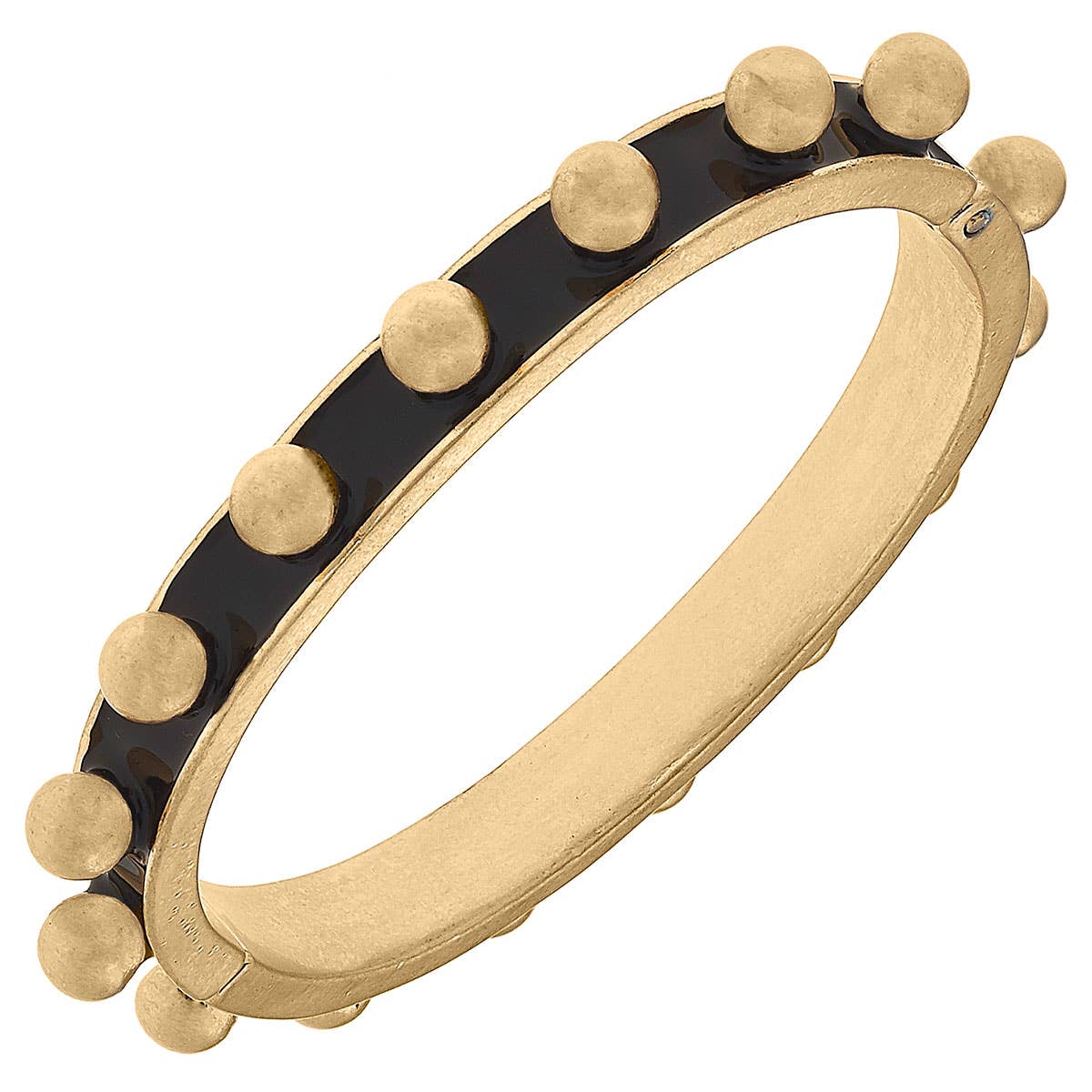 Jenna Chunky Enamel Studded Metal Hinge Bangle: Green