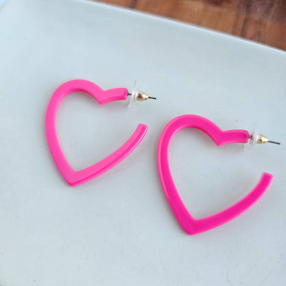 Heart Hoops - Ultra Pink // Jewelry, Earrings, Valentine&