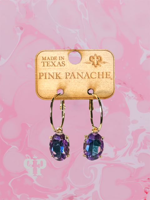 Oval rhinestone earring E103: Blue