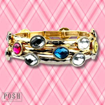 Faceted oval crystal bracelet: Gold