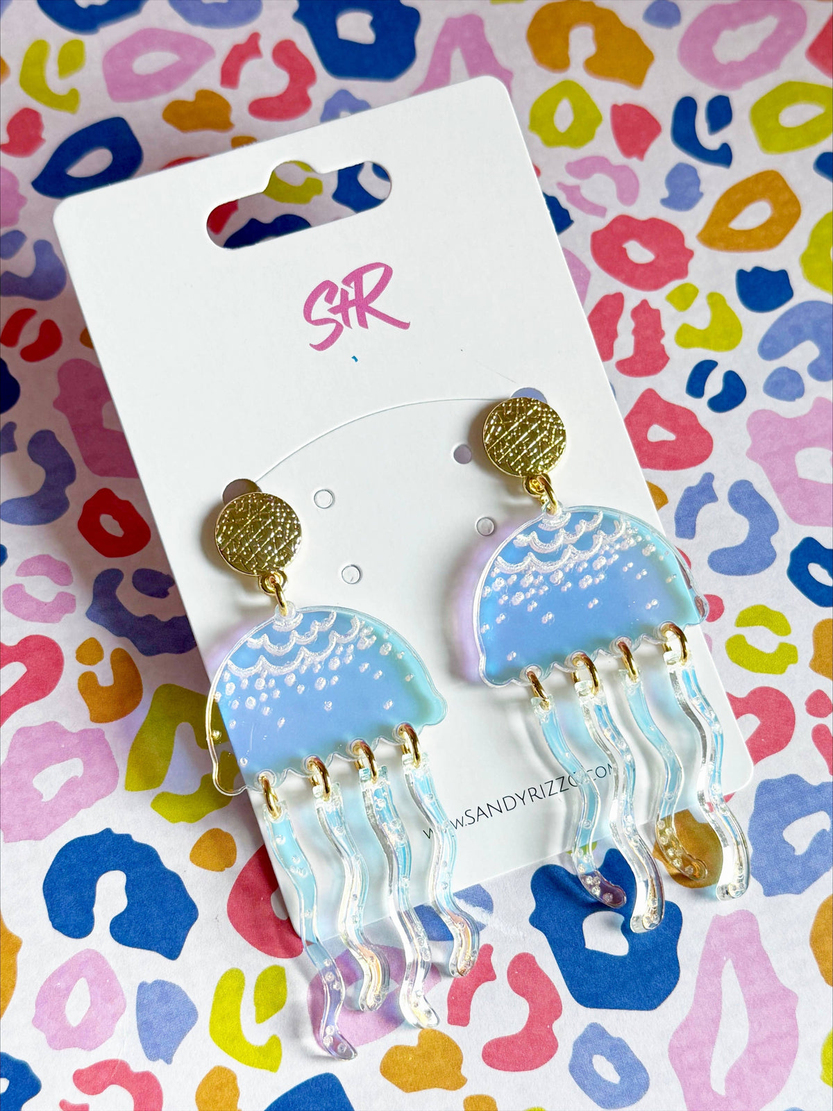 Iridescent Acrylic Jellyfish Dangle Earring