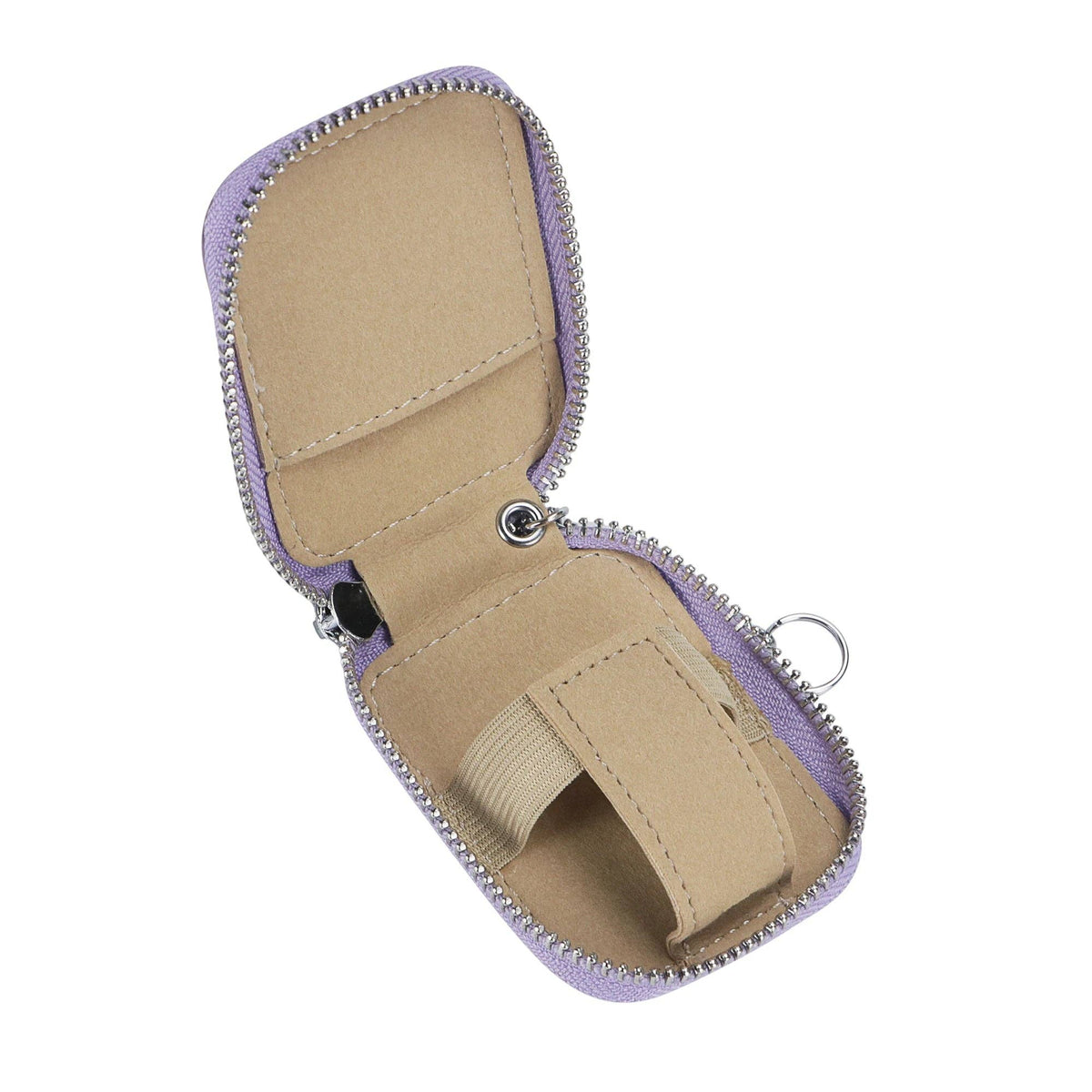 3901 Leather Earphone Pouch with Keychain: Black