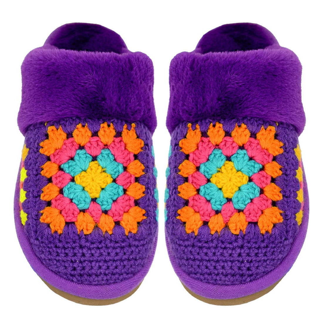 Handmade Crochet C.C Slippers SPE7393: Purple / SM/MD