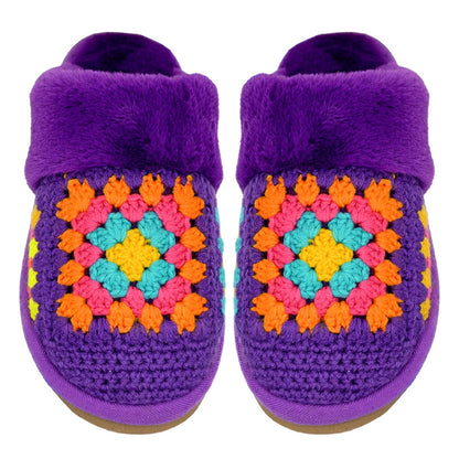 Handmade Crochet C.C Slippers SPE7393: Purple / SM/MD