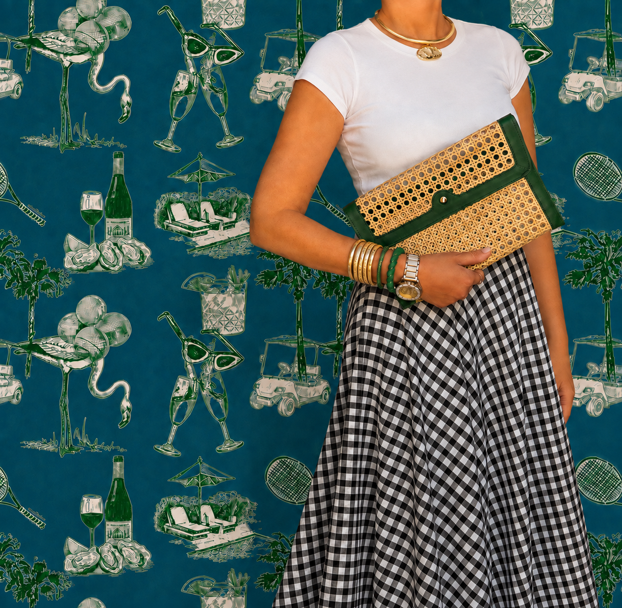 French Quarter Clutch- Green - Wholesale