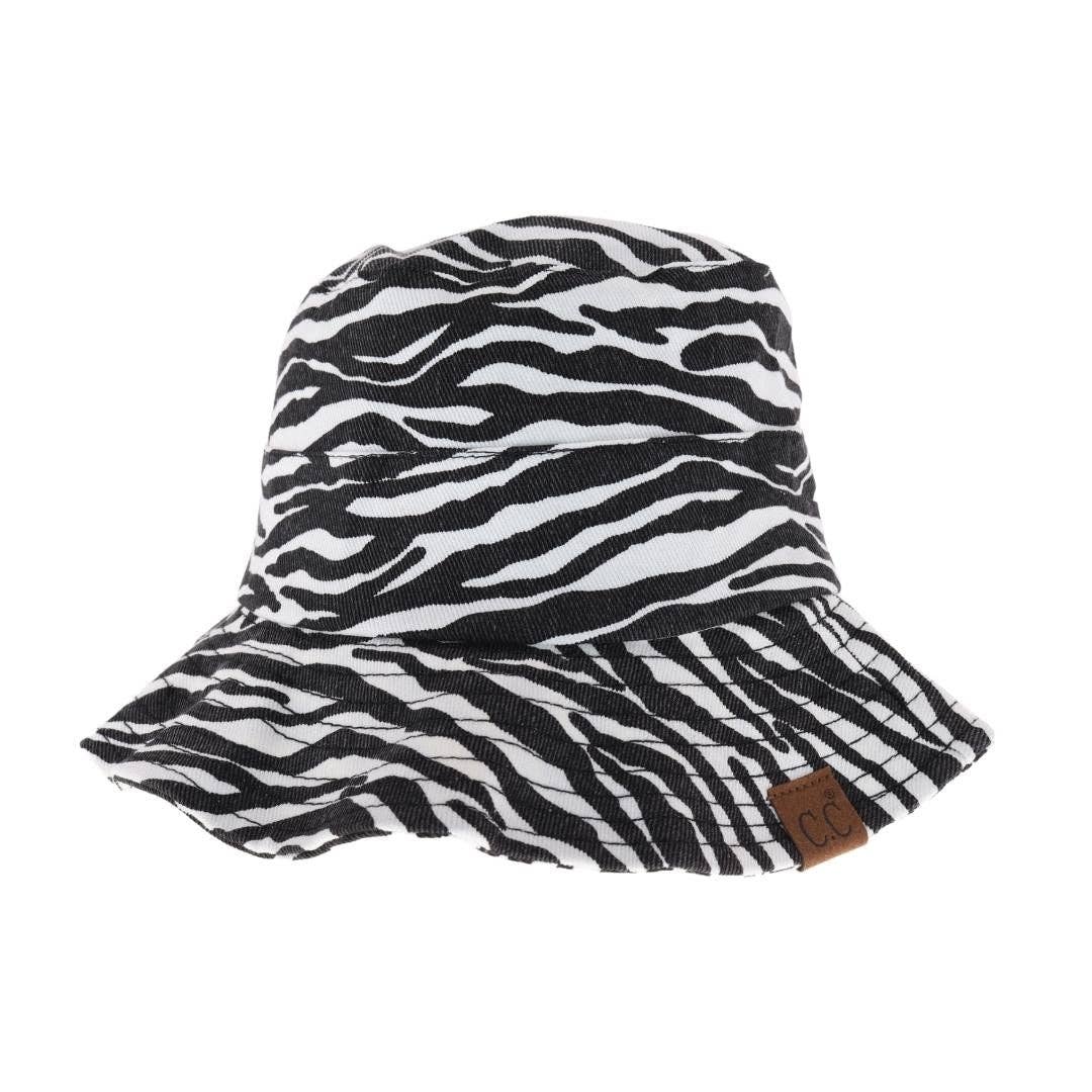 Zebra Print C.C Bucket Hat BK3923: Denim