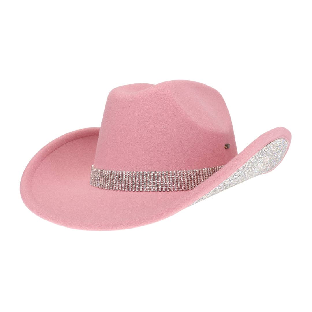 Tinseltown Rhinestone Cowboy Hat VCC0073: Hot Pink/Clear