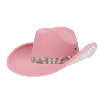 Tinseltown Rhinestone Cowboy Hat VCC0073: Hot Pink/Clear