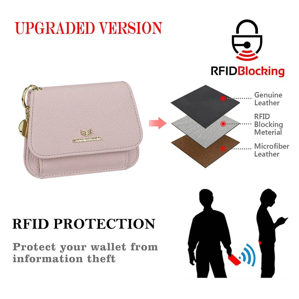 2443 Leather RFID Keychain Wallet: Black