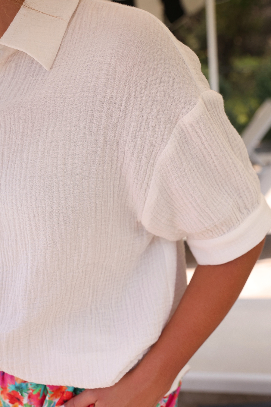Sawyer Gauze Top, White: White by Jess Lea