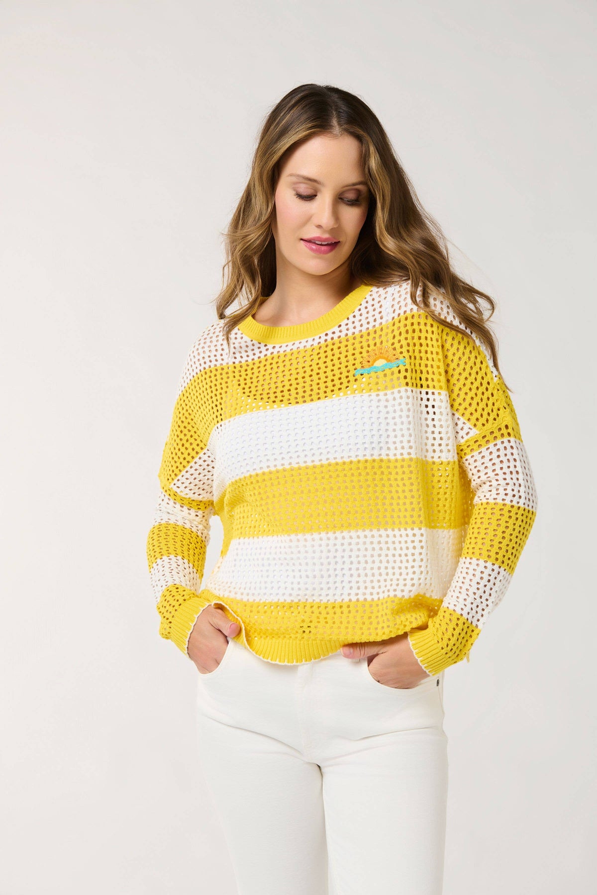 Shiraleah Sunrise STRIPED MESH SWEATER