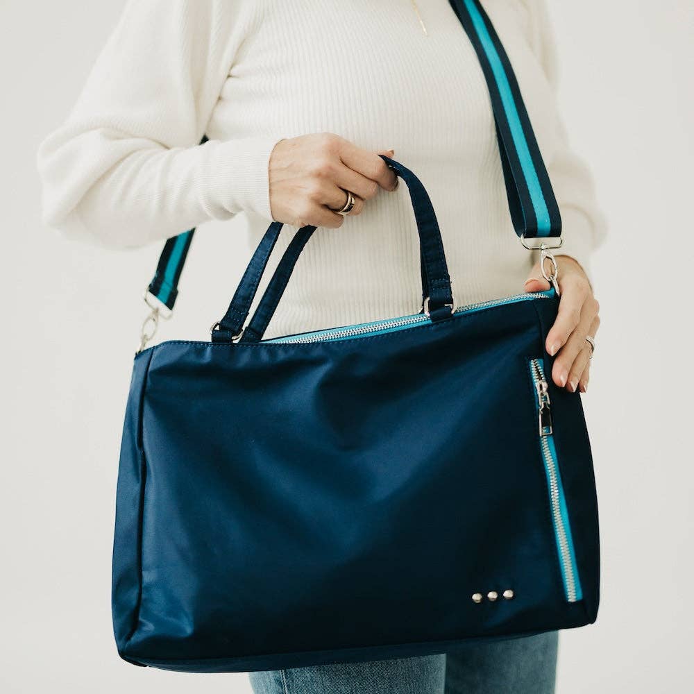 Nina Nylon Organizer Tote Bag: Navy