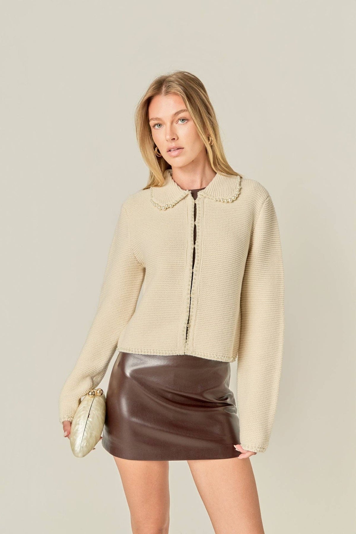 Pearl Knit Cardigan: IVORY / XS