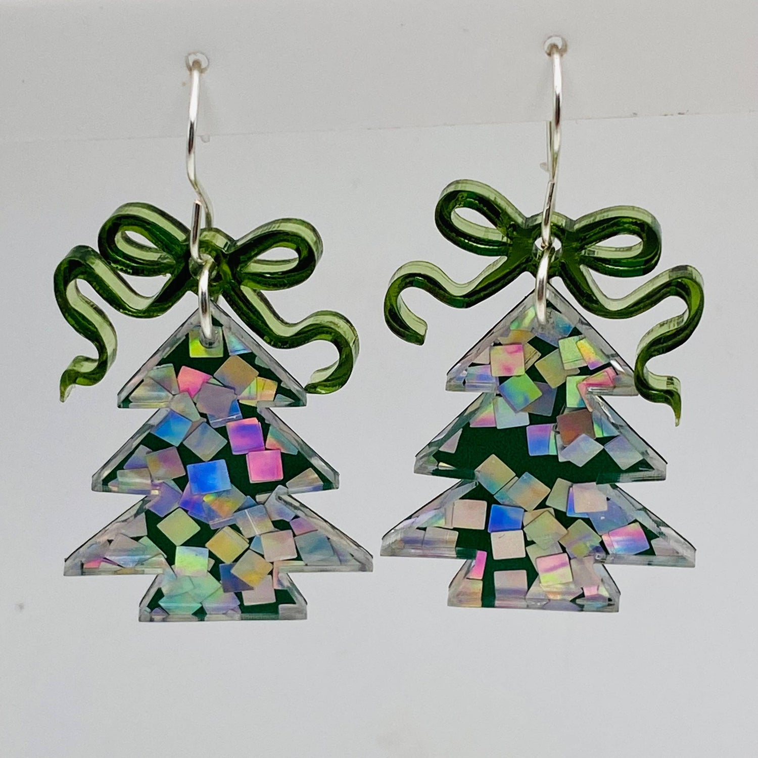 Merry Confetti Tree Earrings Christmas- Green Pixie Dust 