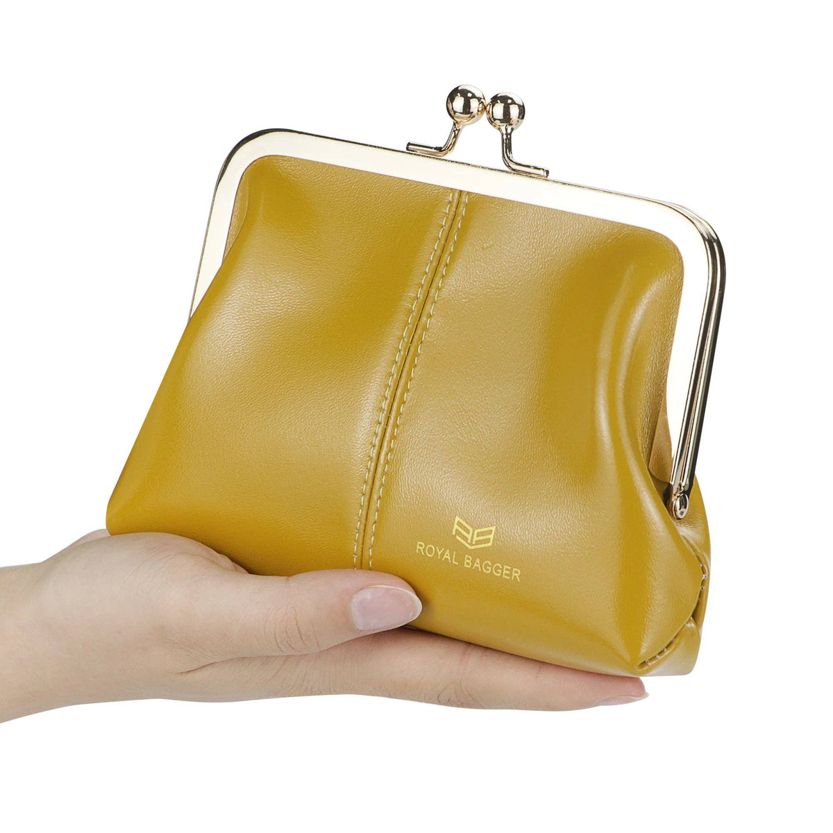 4120 Leather RFID Kiss-Lock Wallet: Black