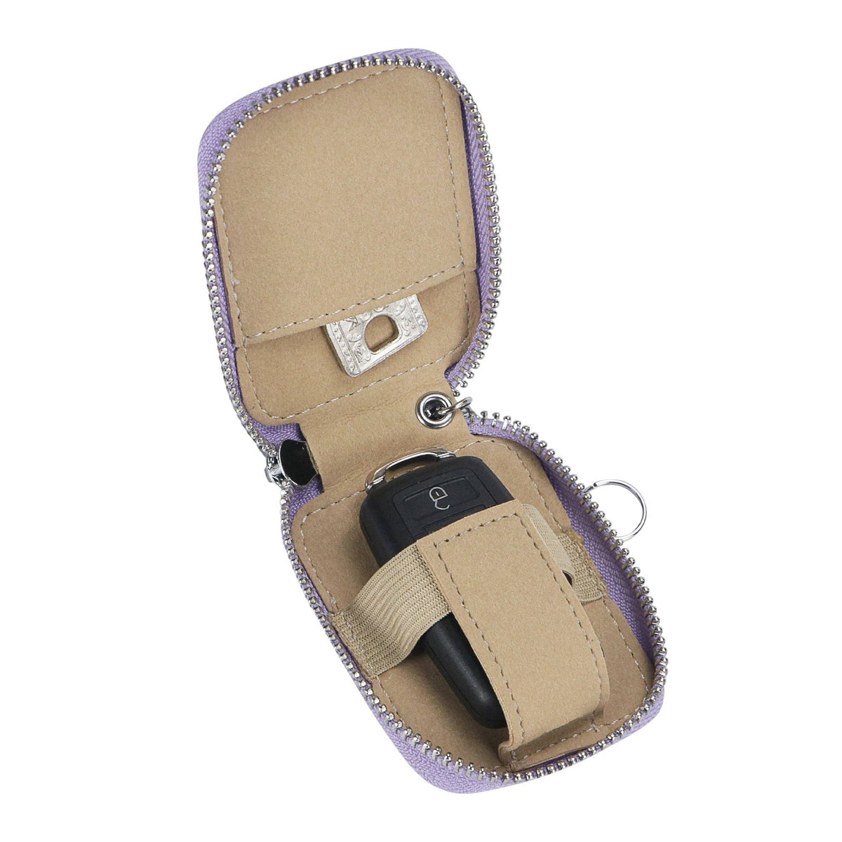 3901 Leather Earphone Pouch with Keychain: Black