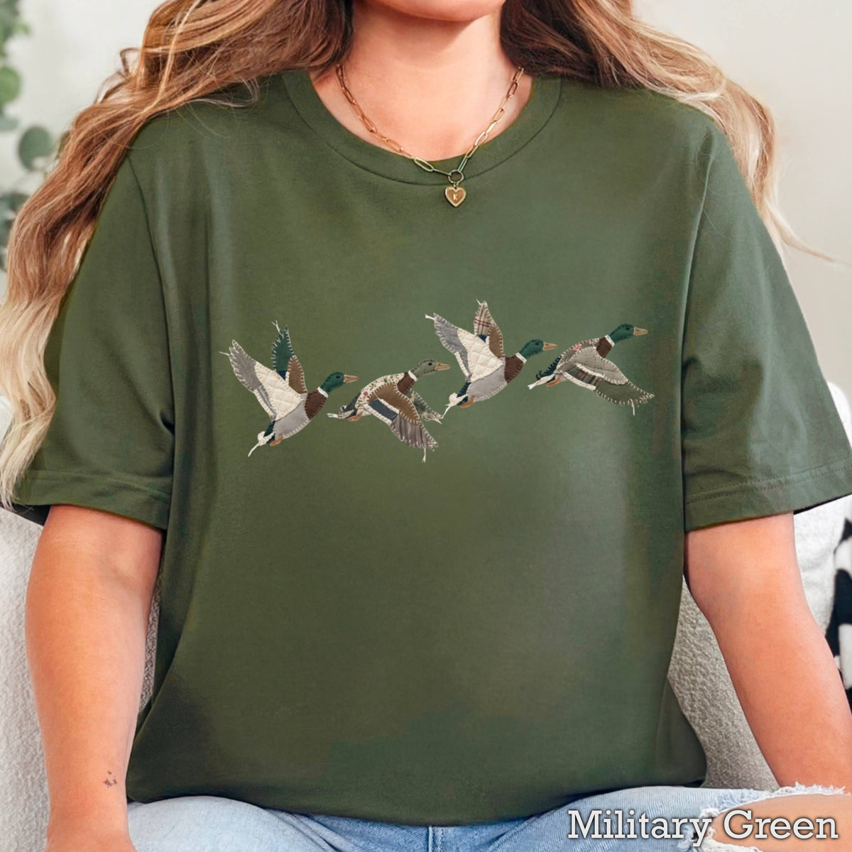 Patchwork Mallard Duck Graphic T-Shirt | Gildan : White / Large