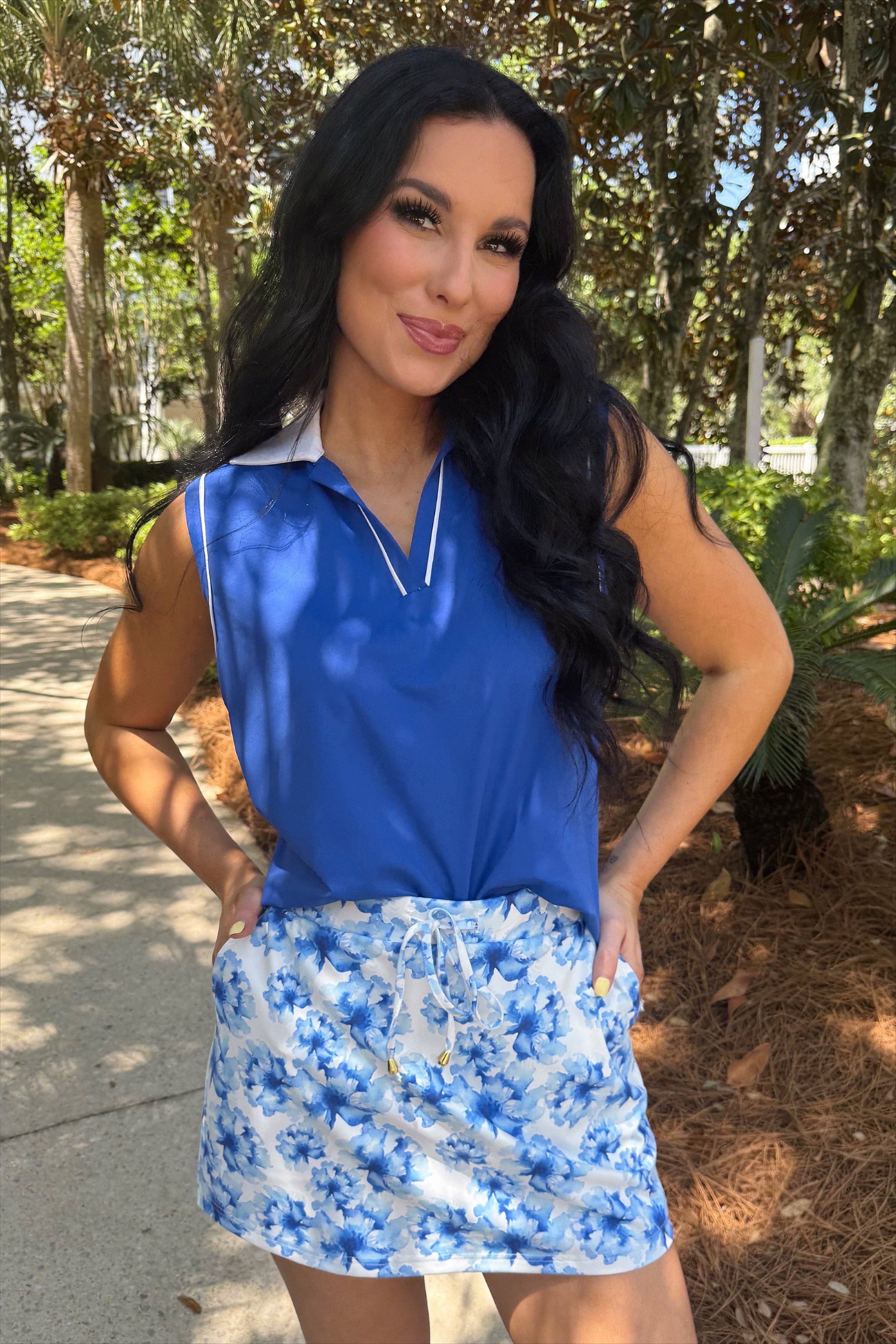 Everyday Polo Tank- Royal Blue/White by Jess Lea