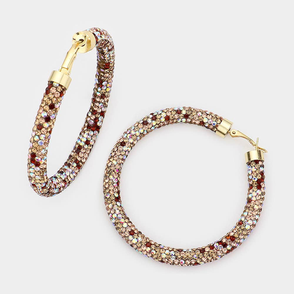 Rhinestone Pave Hoop Earrings
: CL