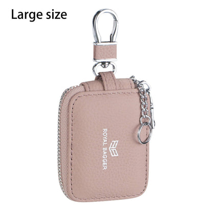 3901 Leather Earphone Pouch with Keychain: Black