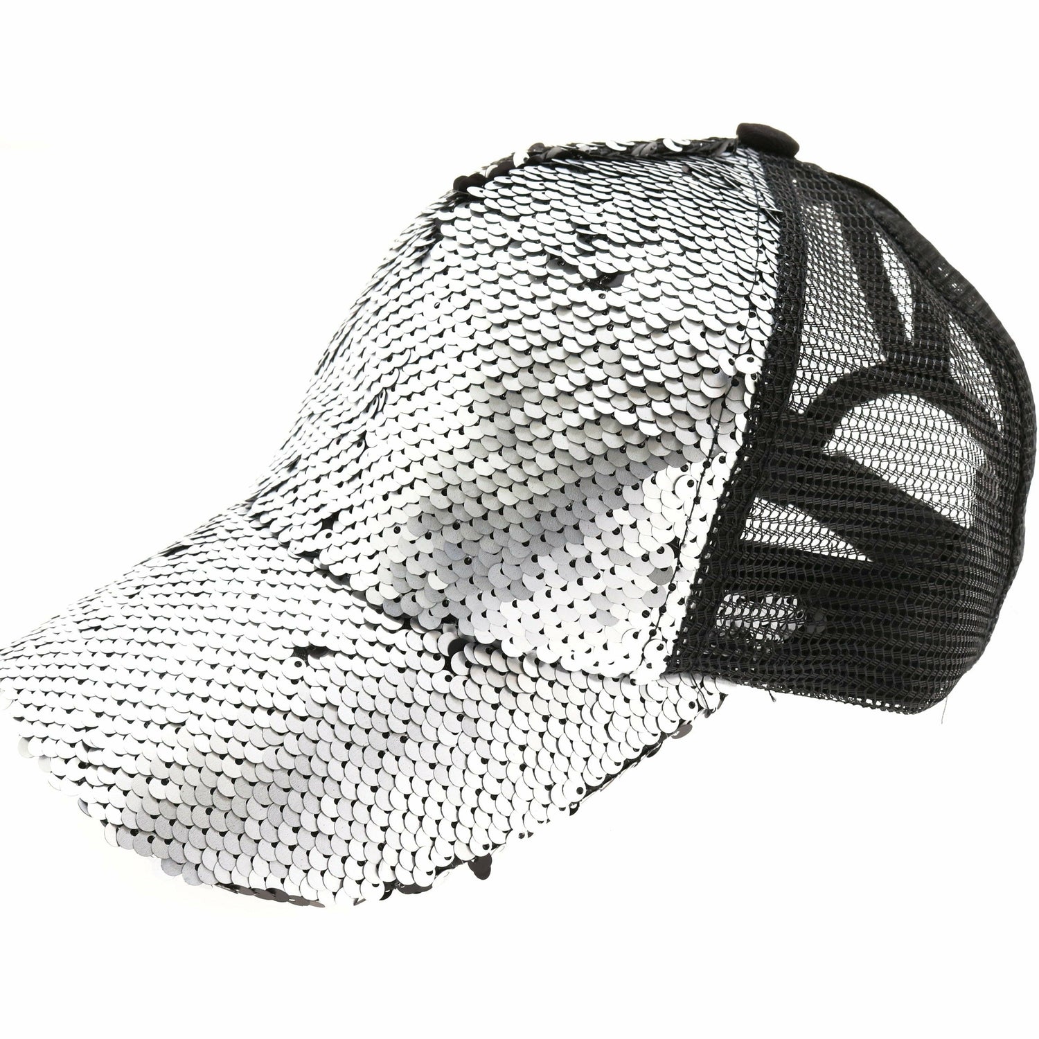 Sequin Mesh Back High Ponytail CC Ball Cap BT723: Rose/Teal/Rose