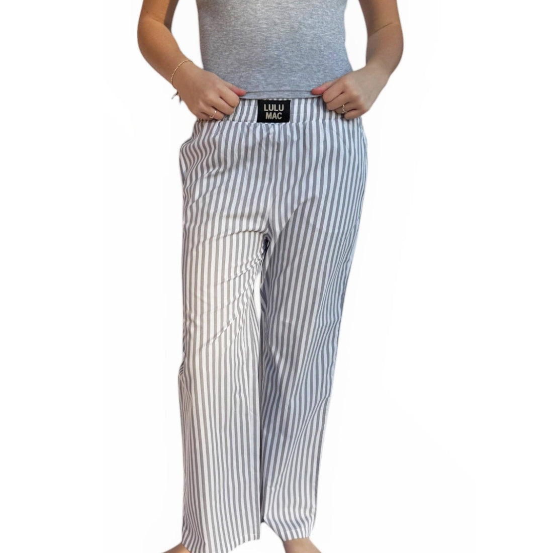PAST- GREY STRIPED PANT: GREY / XSmall