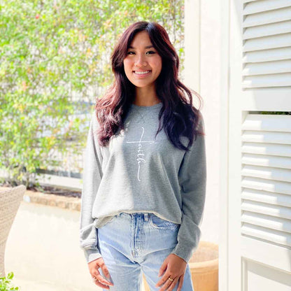Faith Crew Neck Sweatshirt   Gray/White   -Asst.: Small