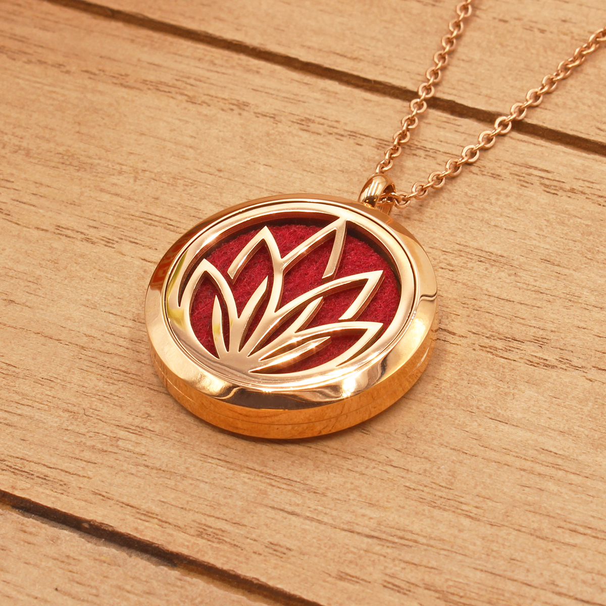 Lotus Essential Oil Diffuser Necklace - Rose Gold