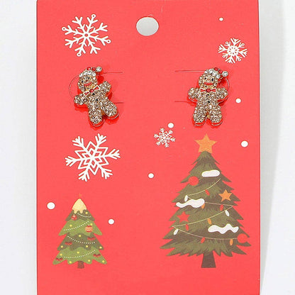 Rhinestone Pave Gingerbread Man Stud Earrings