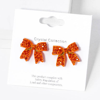 Crystal Rhinestone Pave Bow Stud Earrings
: Gold Clear