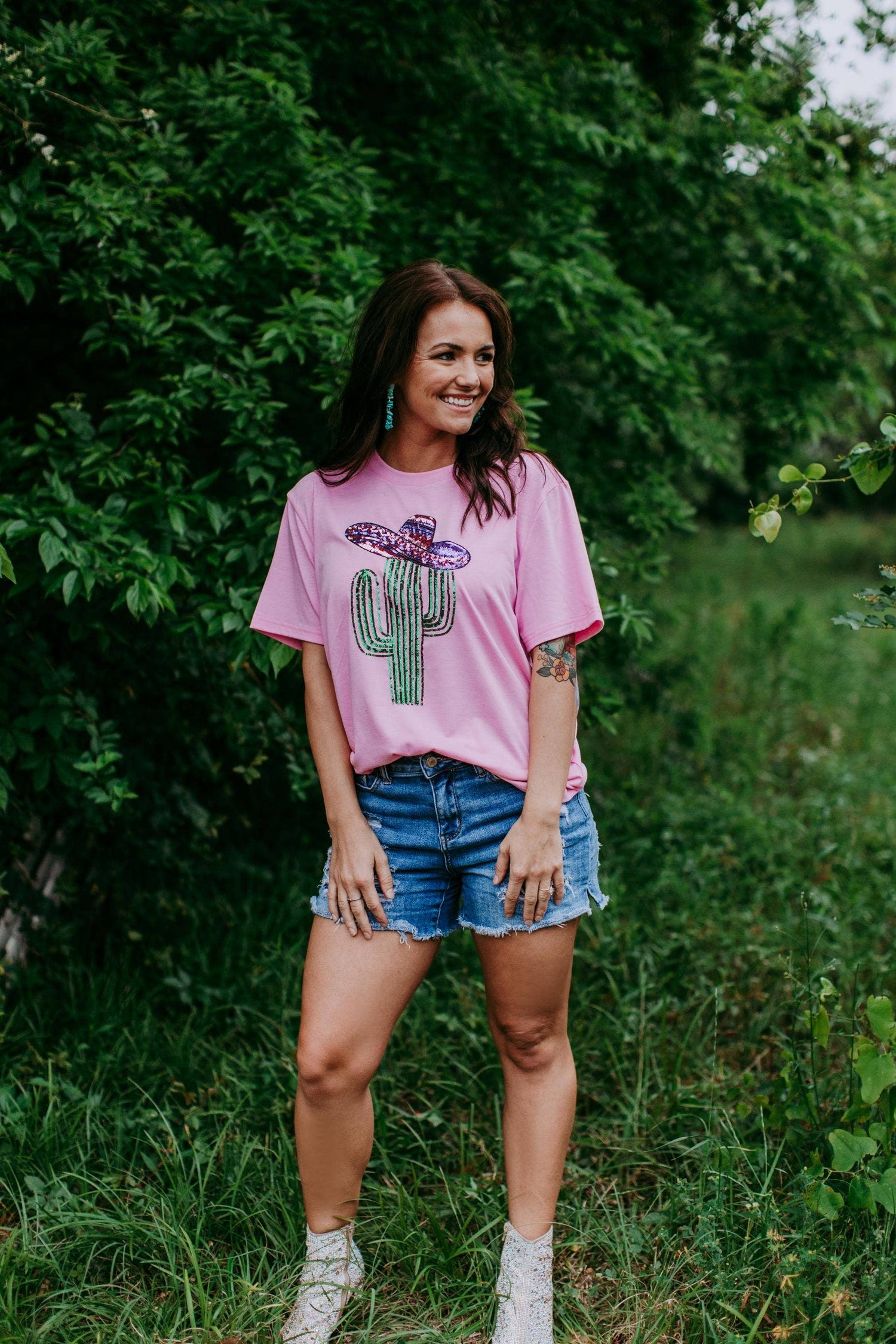MK413 Shiny Saguaro SS Tee: Pink / 1XL