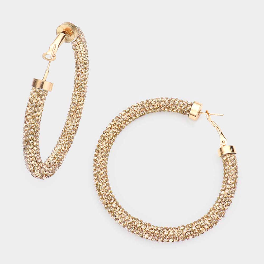 Rhinestone Pave Hoop Earrings
: CL