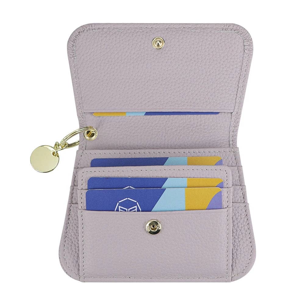 Genuine Leather RFID Keychain Wallet: Orange