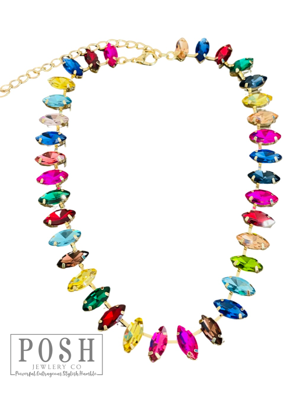 Marquise shape rhinestone necklace: Fuchsia