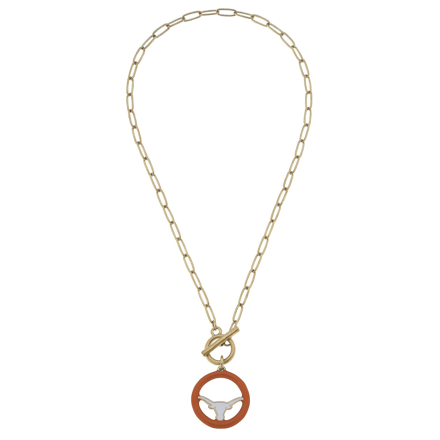 Texas Longhorns Logo Enamel T-Bar Necklace
