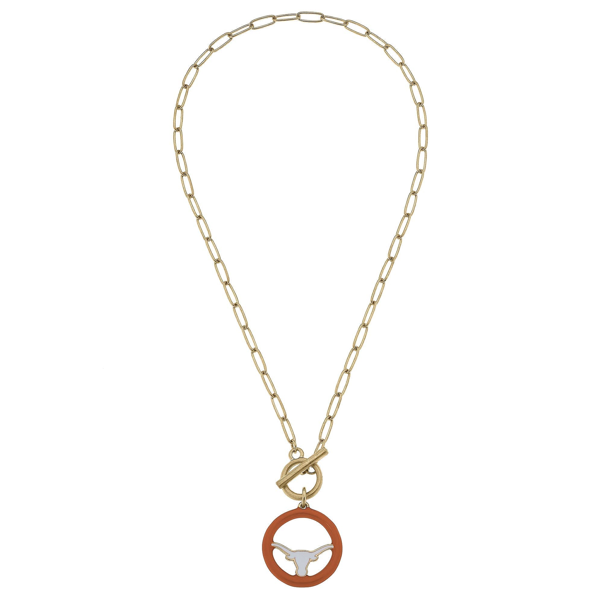 Texas Longhorns Logo Enamel T-Bar Necklace